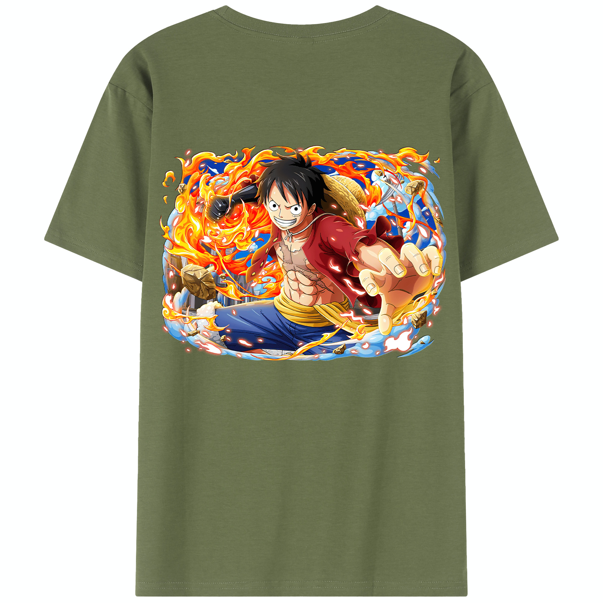 ワンピース モンキー・D・ルフィ ONE PIECE Monkey D. Luffy 綿100％半袖Tシャツ（背面プリント）